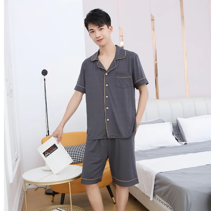 兰精莫代尔棉】夏季男士莫代尔棉睡衣短袖短裤休闲款家居服套装
