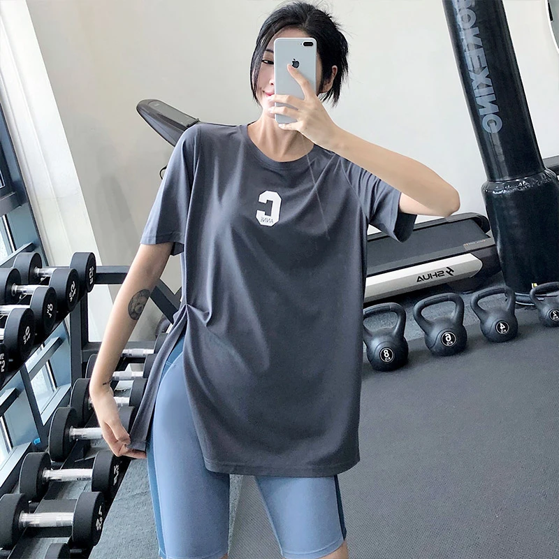 annerun运动罩衫宽松瑜伽服透气跑步健身服长袖T恤速干上衣54-17