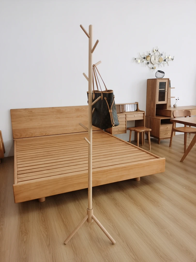 榉木衣帽架落地立式网红简约家用挂衣服架卧室入户置物架北欧衣架