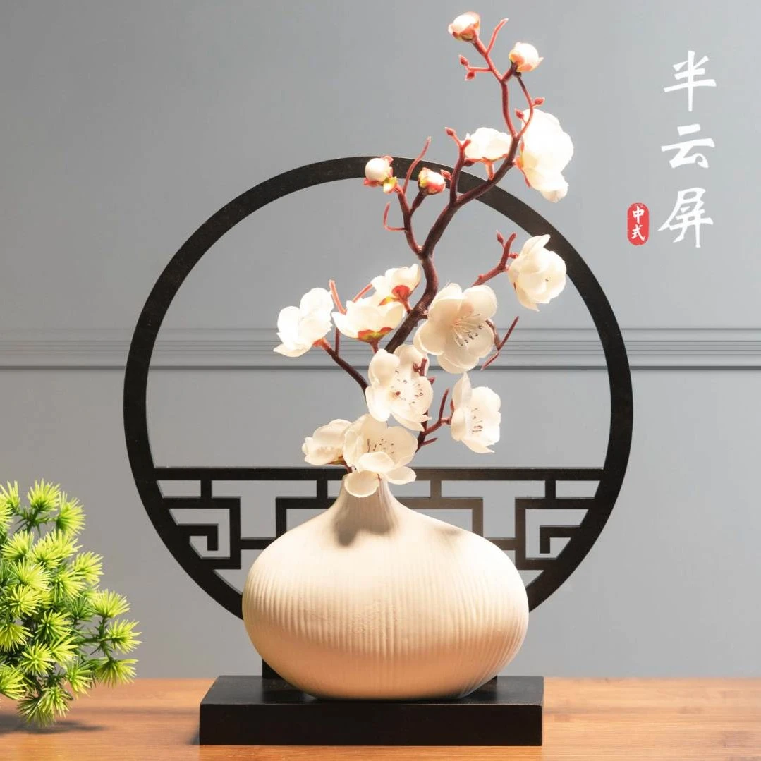 白梅花云屏新中式禅意家居客厅茶几办公室送礼摆件观赏