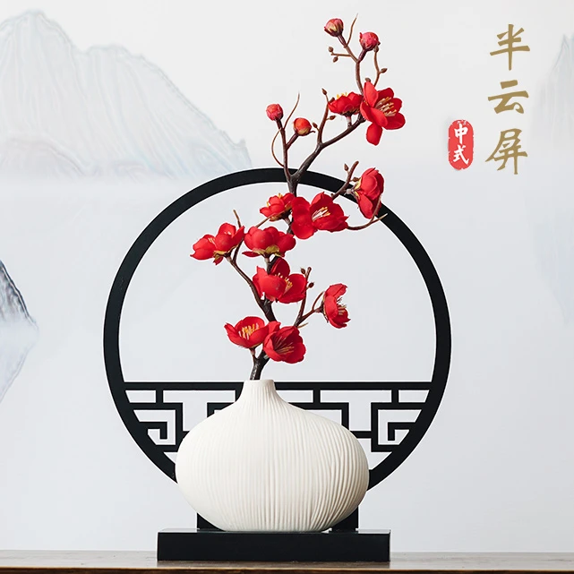 红梅花云屏新中式禅意家居客厅茶几办公室送礼摆件长辈观赏