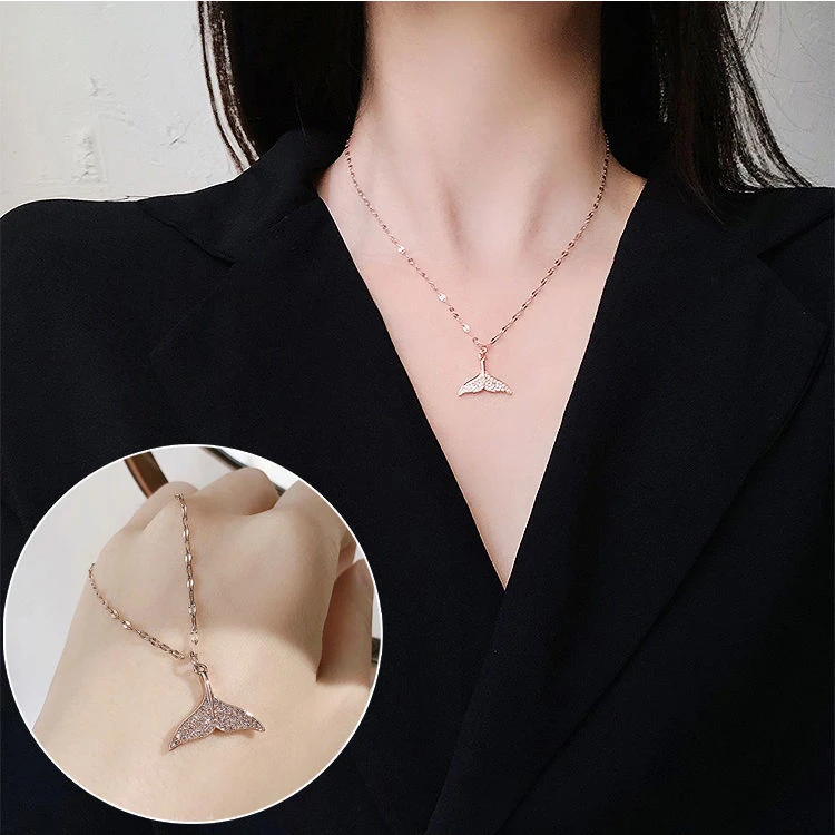 钛钢项链 人鱼尾女新款网红百搭气质时尚锁骨链吊坠铜ins韩版礼物