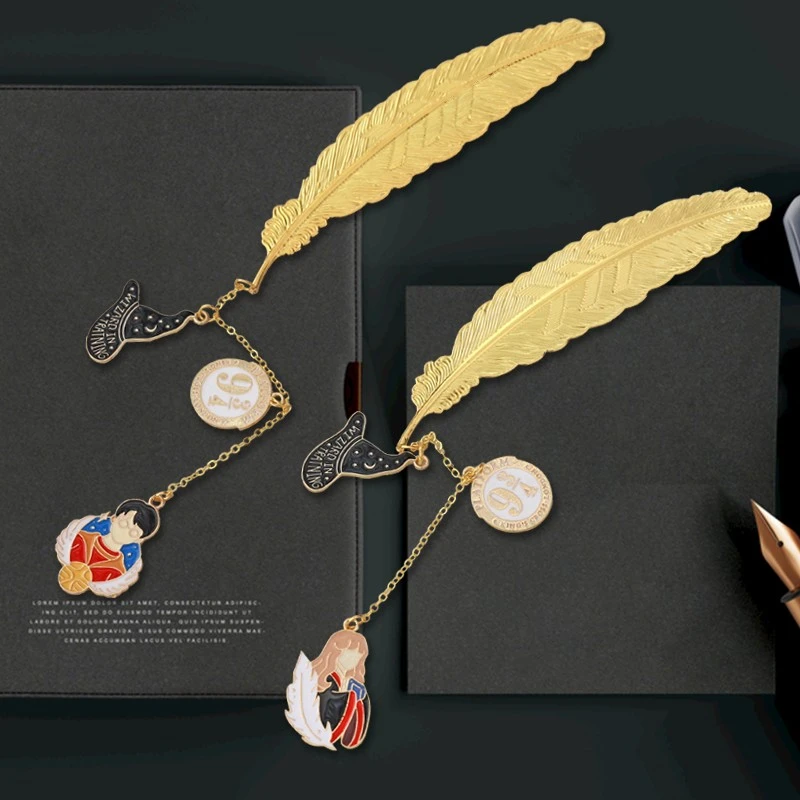 哈利波特生日考研逢考必过金属羽毛书签斯莱特林学院哈迷周边礼品