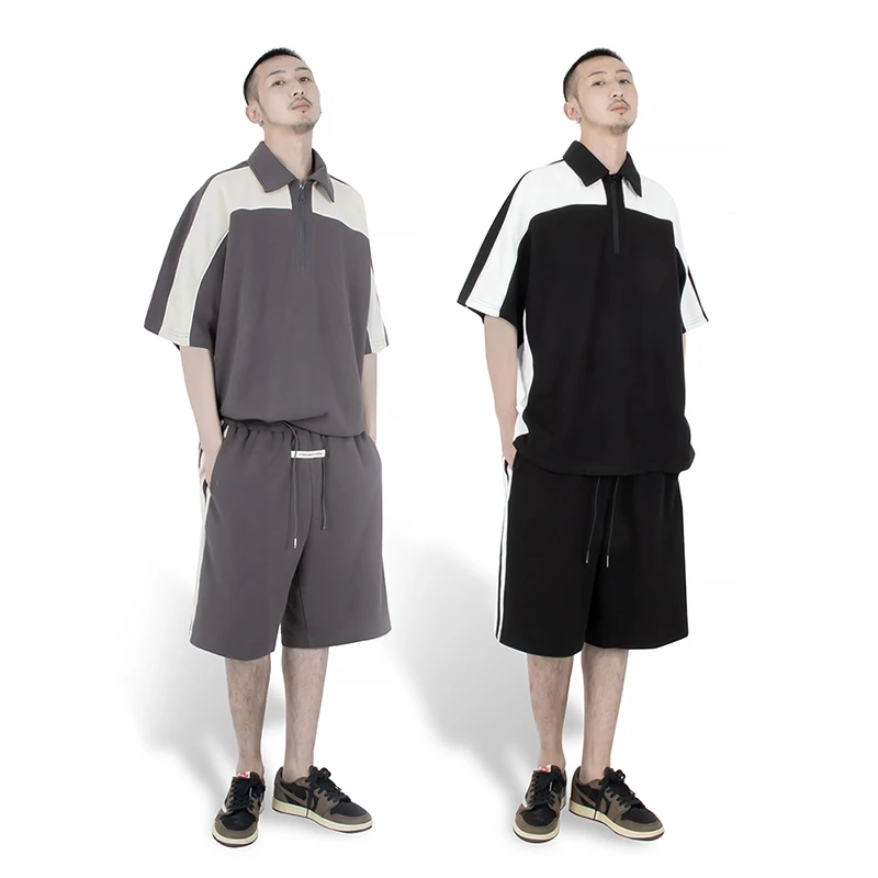 STR:COLOR MATCHING POLO/配色系结构裁剪 简约撞色拉链polo衫