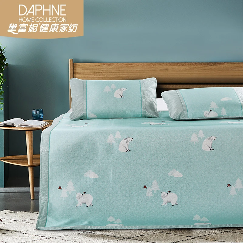 黛富妮萌萌熊、火烈鸟冰丝席三件套透气学生凉感