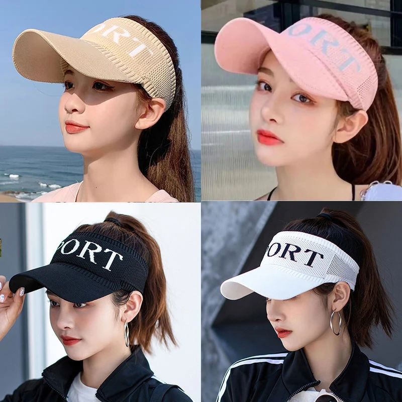 帽子女户外运动空顶遮阳帽镂空透气防晒太阳帽鸭舌帽百搭遮阳帽女