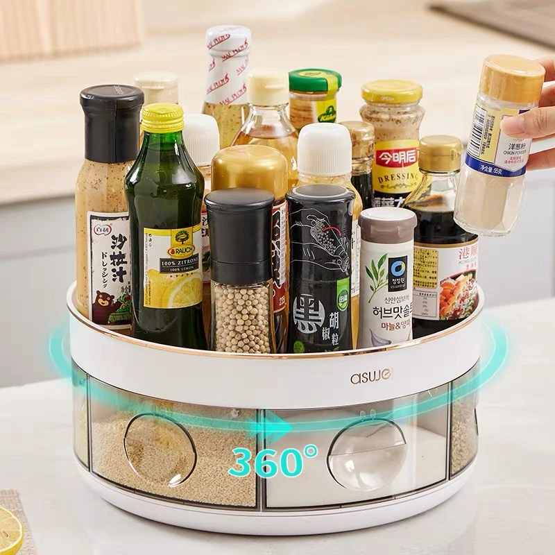 调料架厨房可旋转调料置物架调味品双层圆形多功能调味料收纳神器