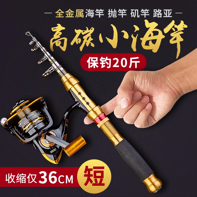 小海竿套装迷你短节鱼竿海杆路亚软尾小矶竿钢笔裸竿甩杆远投抛竿