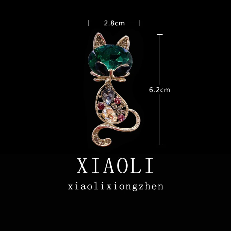 绿猫猫胸针大衣毛衣西服裙子衬衫提升气质时尚可爱百搭胸花配饰