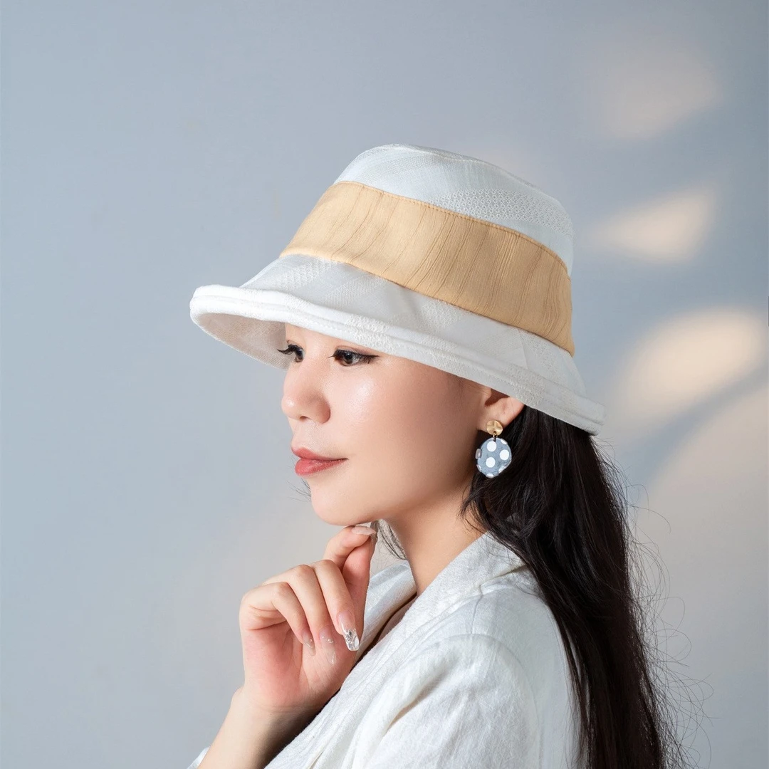 8016设计师款时尚轻盈春秋日本布艺渔夫帽女百搭卷边遮阳帽盆帽