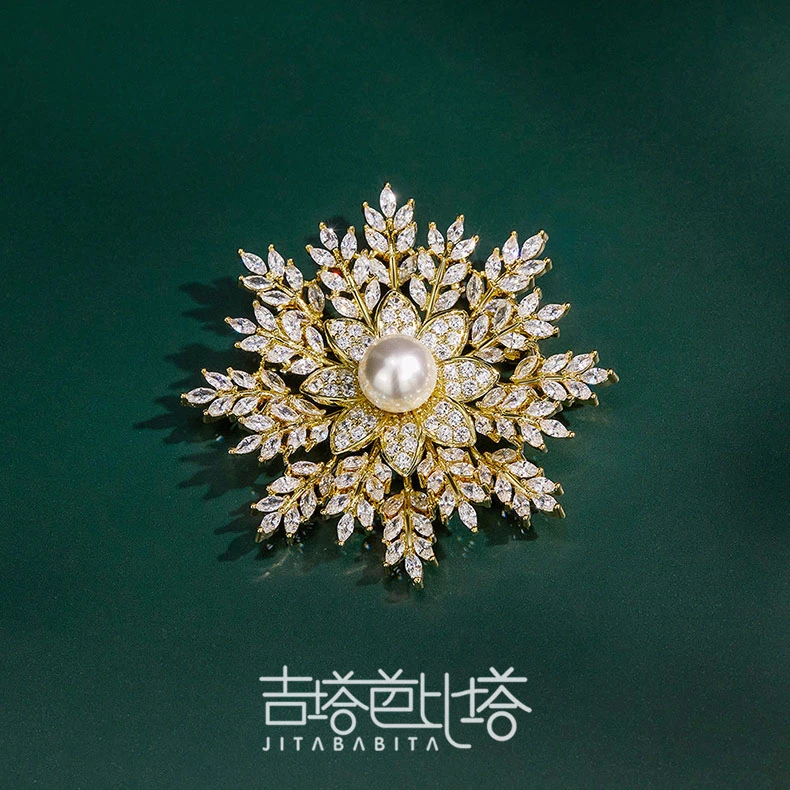 铜合金胸针 【方冬】气质时尚百搭小众精致瑞雪纷飞胸针  JT-23