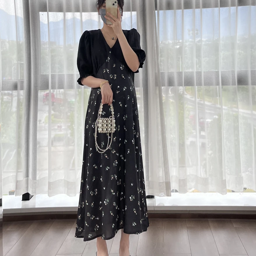 孕妇碎花显瘦连衣裙时尚孕妈潮流长裙子法式夏季轻奢孕期连衣裙