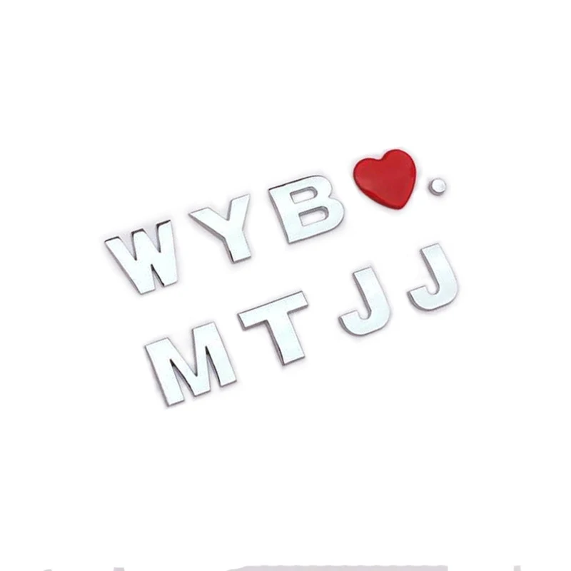 WYB王一博车贴 摩托姐姐MTJJ 金属英文字母汽车标贴 YIBO名字爱心