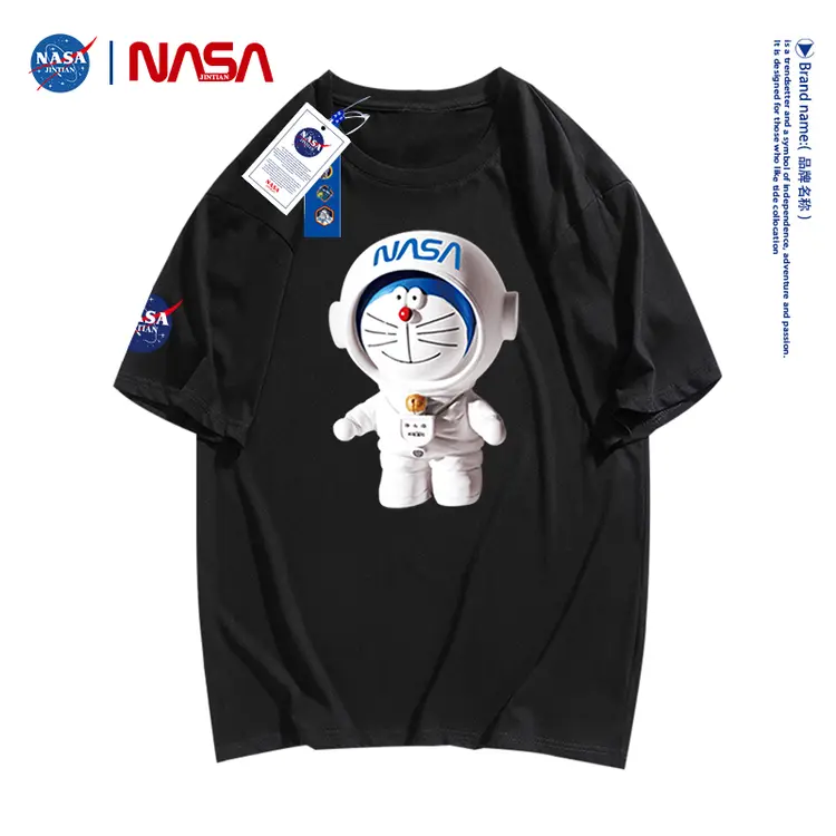 NASATEE联名款2022新款卡通字母印花男女同款纯棉T恤#叮当猫