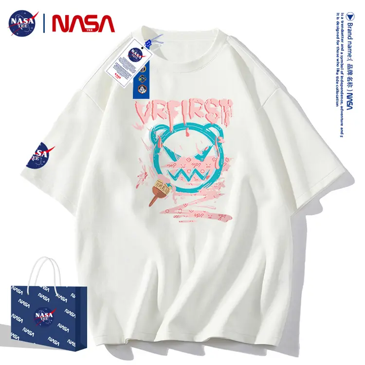 NASATEE联名款2022新款卡通字母印花男女同款纯棉T恤#小恶魔
