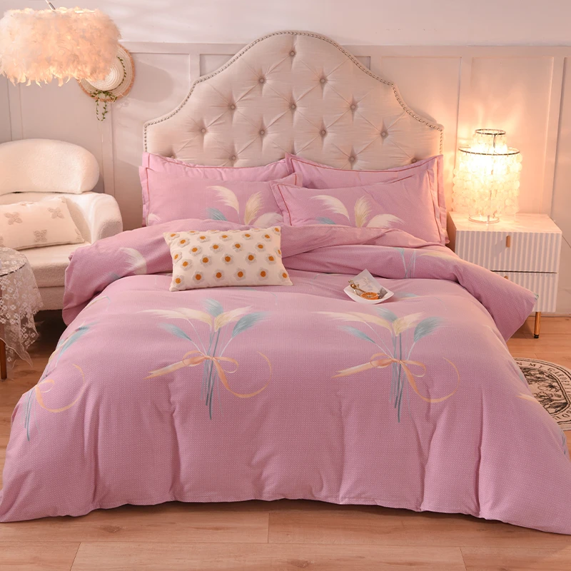 2022新款简约纯棉全棉加厚磨毛四件套床是用品被套床单枕套