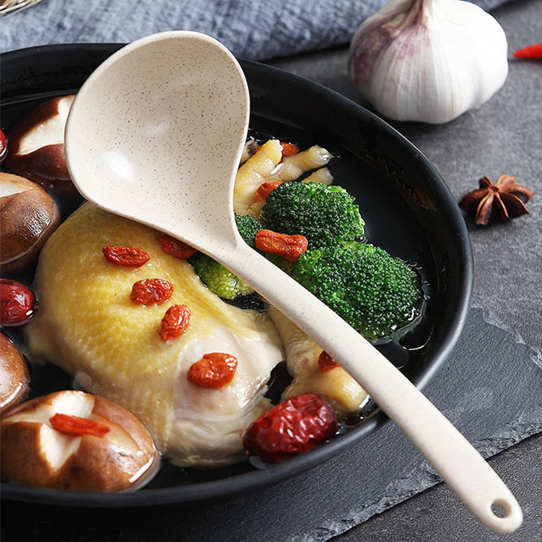 长柄小麦纤维汤勺耐摔耐热大小号汤勺子拉面喝汤稀饭创意不粘锅勺