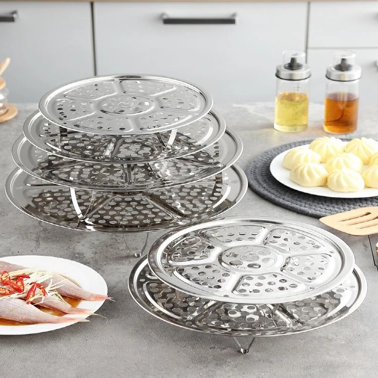 加厚不锈钢蒸格家用蒸架蒸盘 厨房蒸锅蒸笼架篦子加高隔水蒸屉