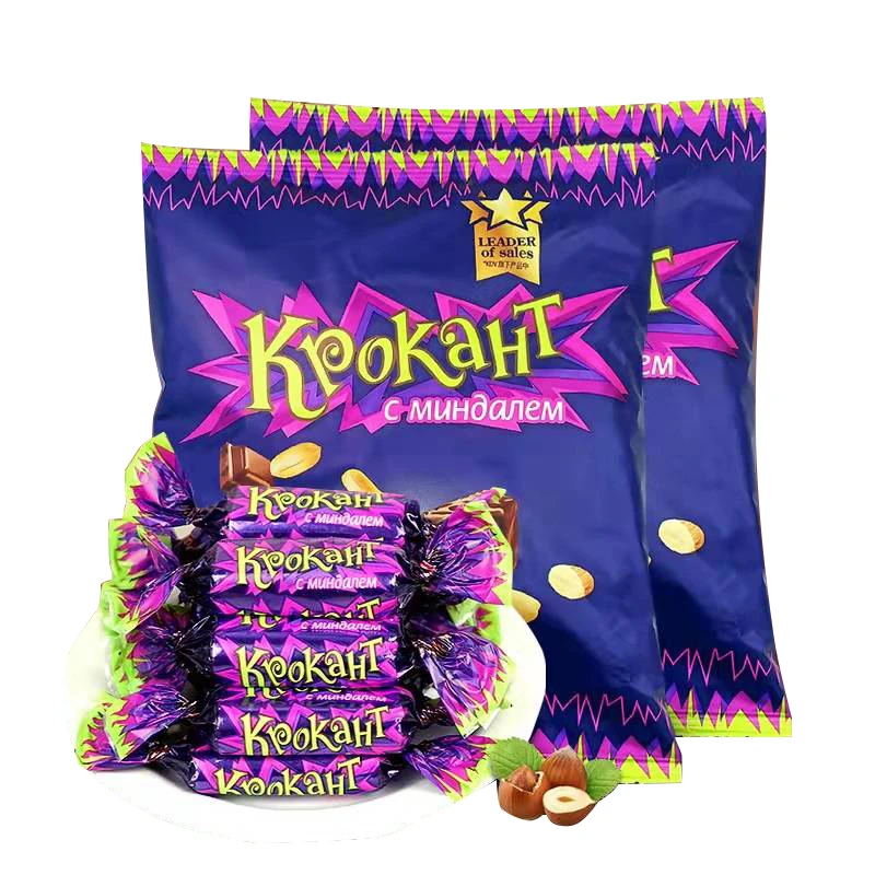 【下单不送手机说送是骗子】俄罗斯进口KDV果仁巧克力紫皮糖500g/袋