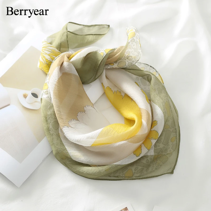 蓓妍真丝丝巾小方巾女夏季百搭桑蚕丝围巾薄款纱巾护颈韩国小领巾