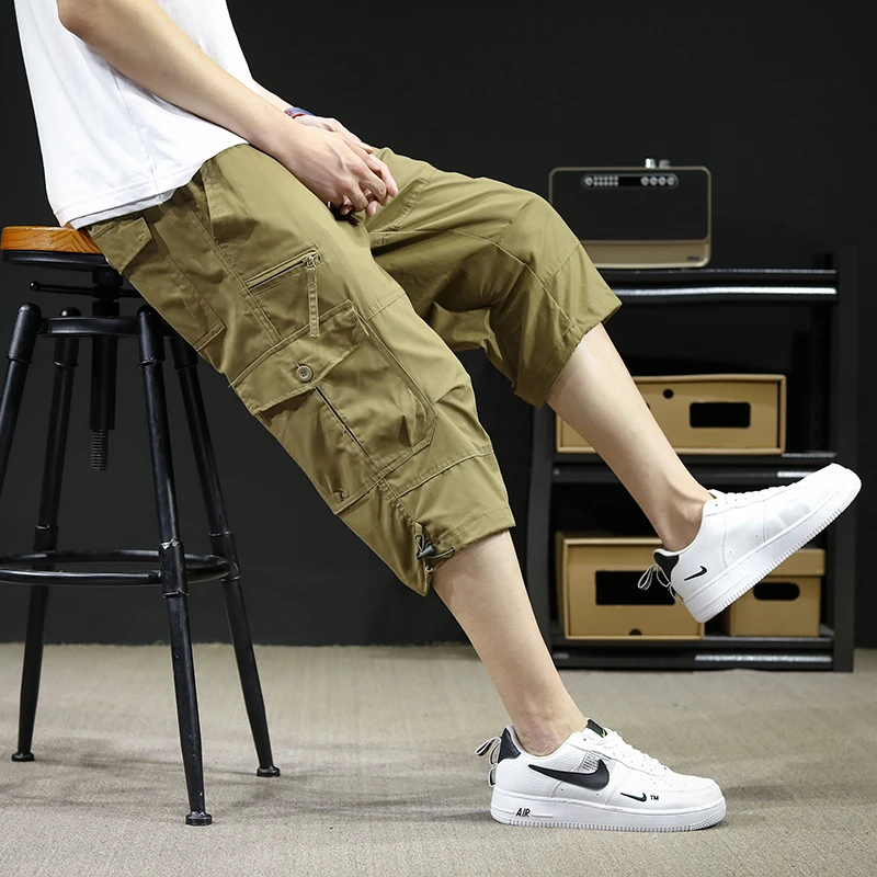 青少年学生夏季新款工装短裤男生时尚宽松薄款学院风短裤七分裤男