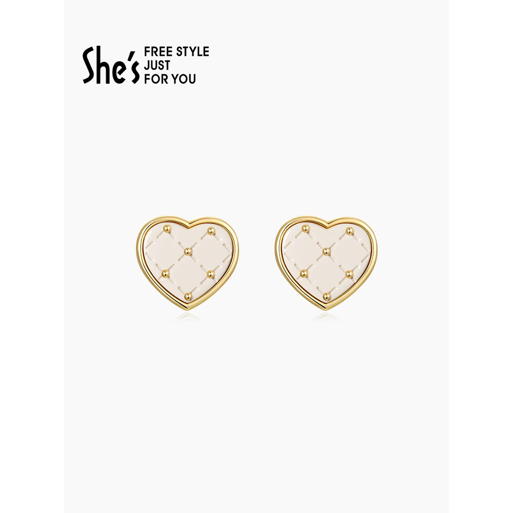 【福利款】铜合金合成锆石耳饰 茜子布朗尼原创小香风菱格纹爱