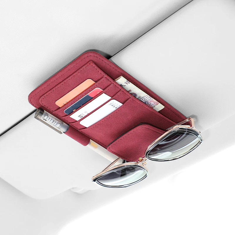 汽车遮阳板多功能眼镜夹车载票据夹放卡包车内卡片夹收纳用品大全