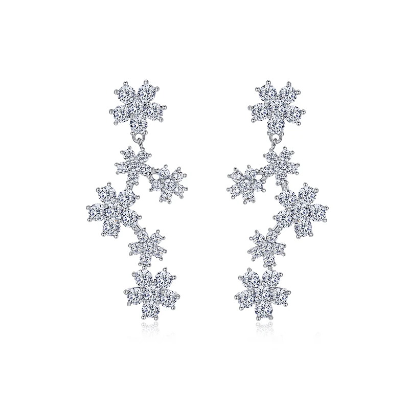 GlamEver 合金合成锆石耳饰 樱花耳环 时尚高级气质长款甜美耳坠