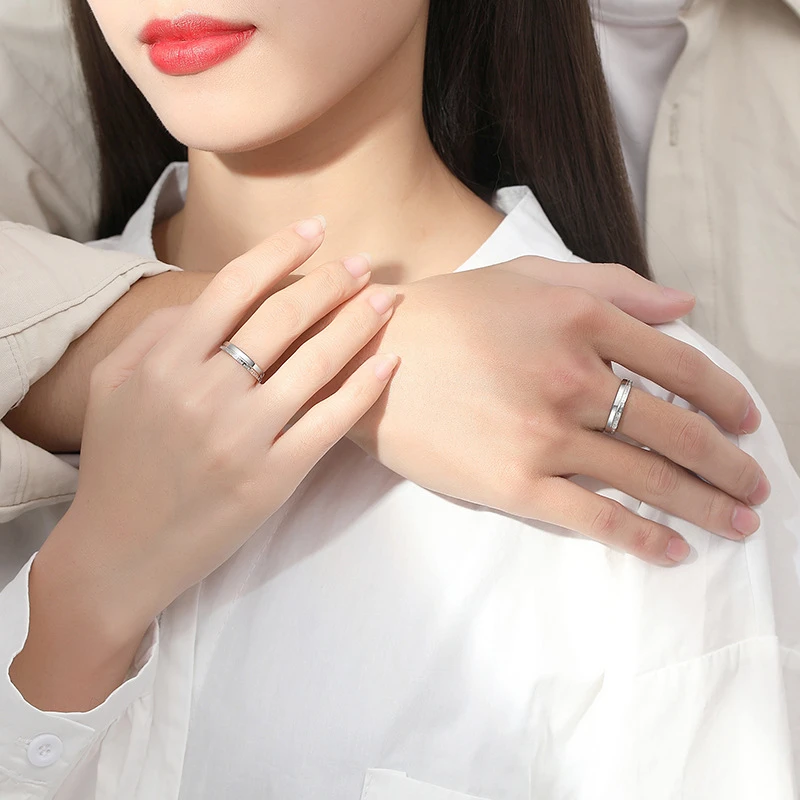 925银戒指 誓言创意设计字母情侣对戒男女一对情人节纪念礼物饰品