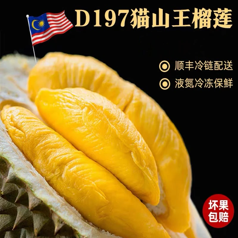 【猫山王榴莲】来自马来西亚D197 树熟 黑刺榴莲D200/榴莲肉 400g