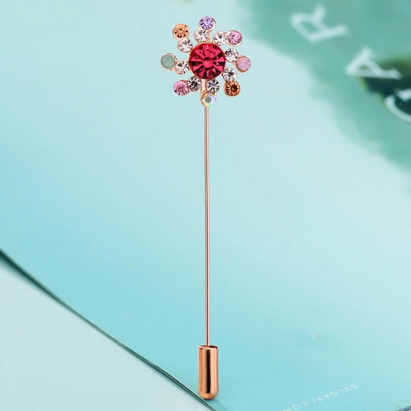 锌合金合成锆石胸针 插针式胸针花朵胸花女时尚百搭西装配饰别针