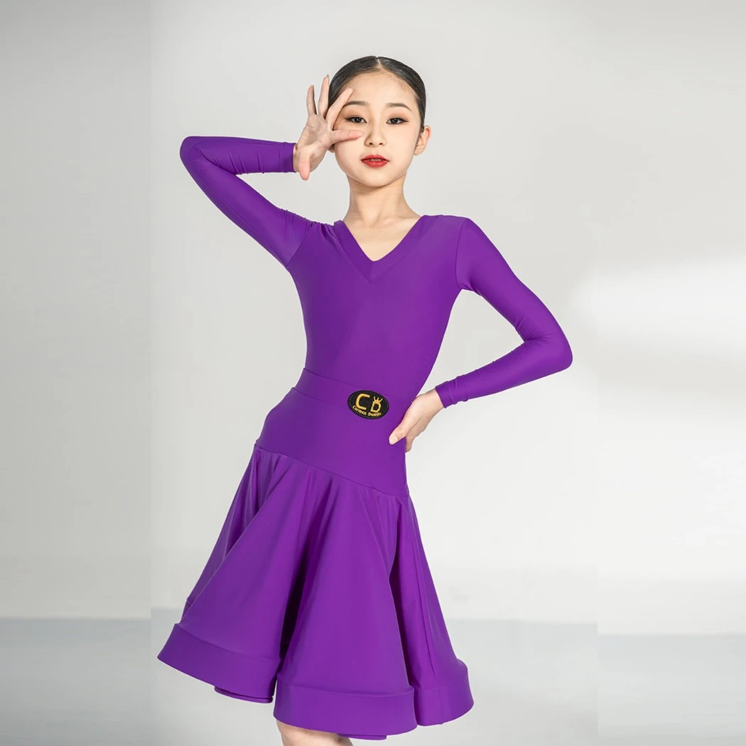 CD卡门规定服定制专业比赛服大裙摆紫色
