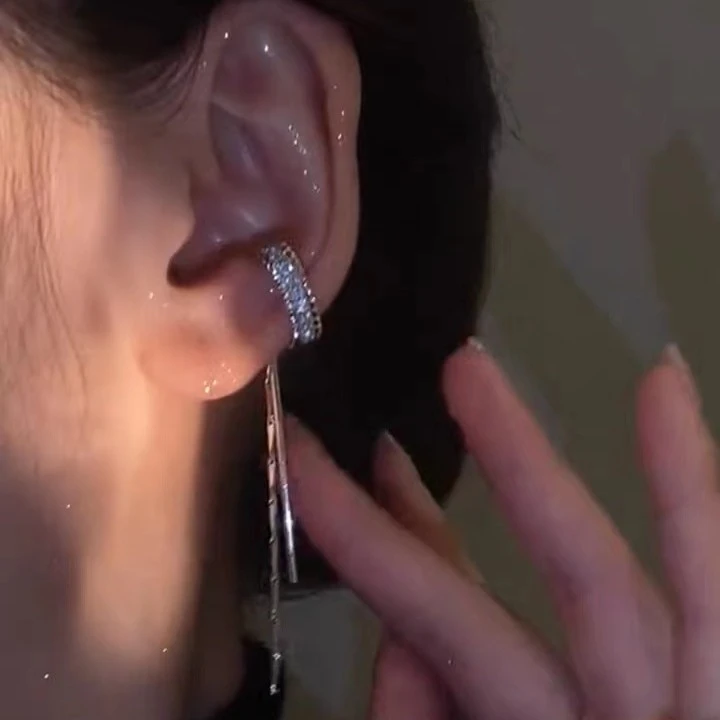 铜合金耳饰 轻奢流苏耳骨夹无耳洞简约气质长款小众耳环设计感ins