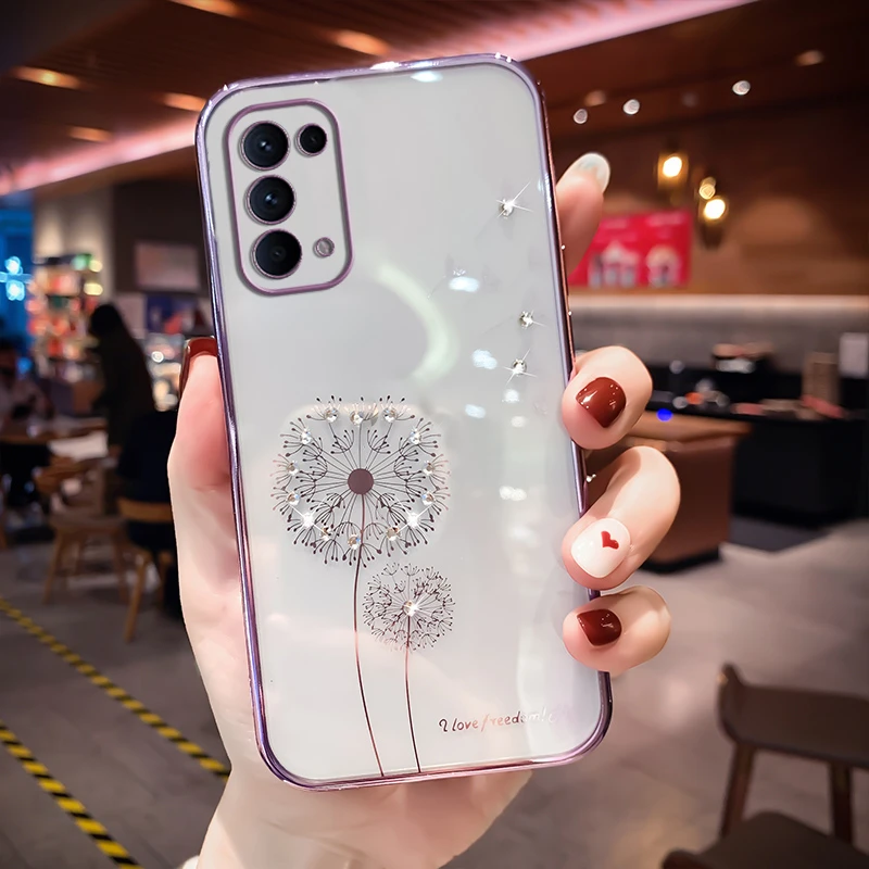 新款opporeno5手机壳高级感水钻适用透明reno5pro高档奢华女款潮