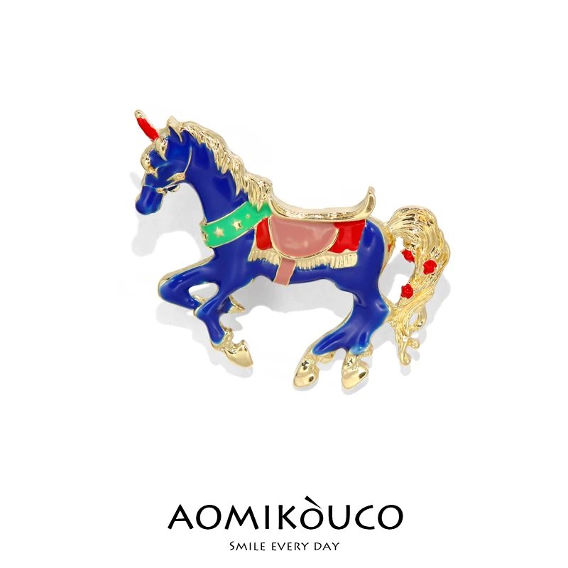 锌合金胸针 时尚小众精致珐琅马儿胸针时尚气质别针西服毛衣配饰