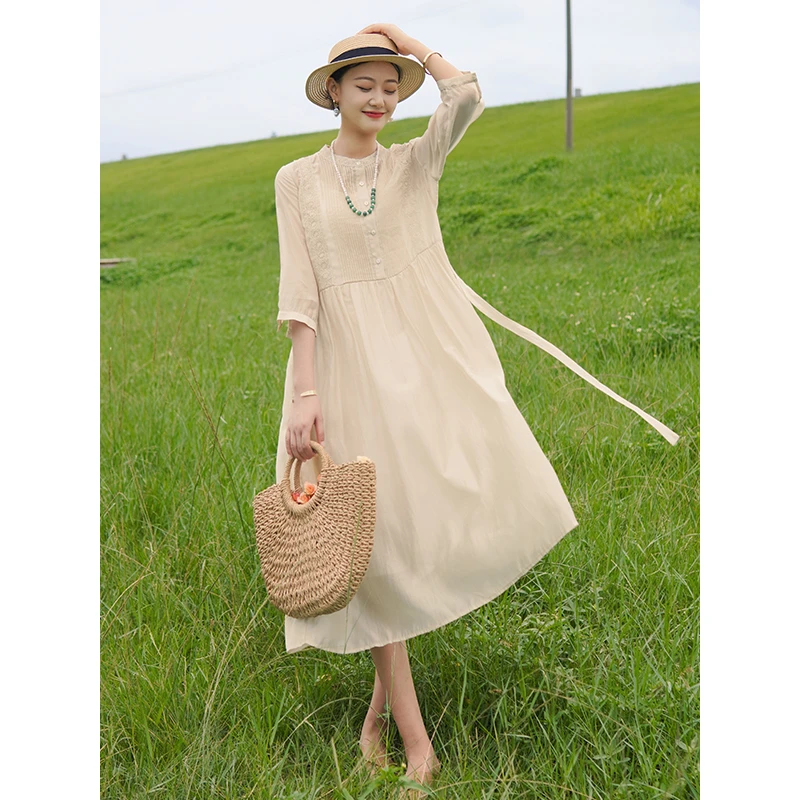 艺在W0005天丝连衣裙高端轻奢女装气质名媛高贵长裙子气质高级感