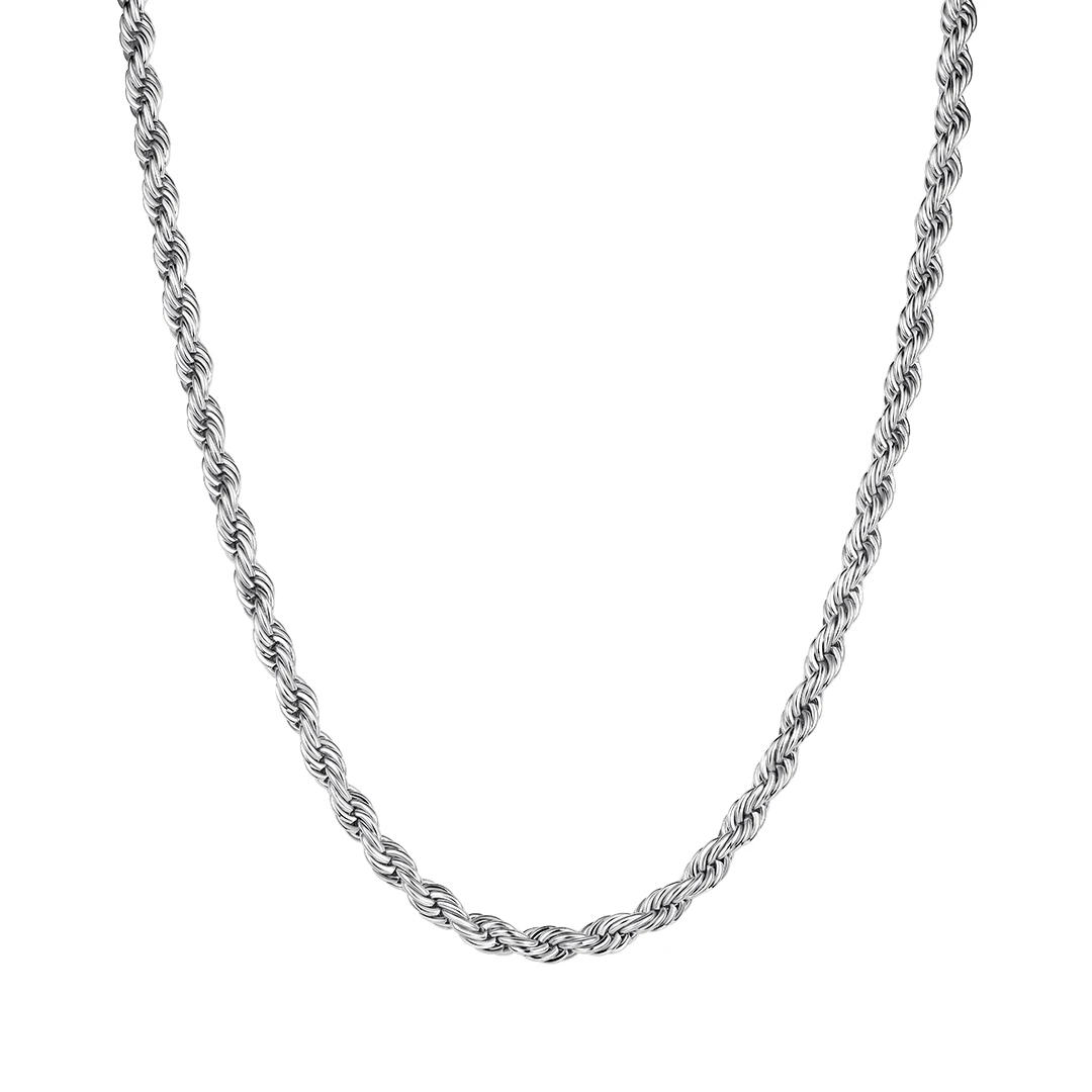 不锈钢项链 APORRO嘻哈配饰3.5mm情侣麻花项链百搭简约基础素款