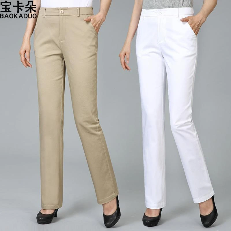 中老年妈妈九分裤女爆款2025秋季新款休闲高腰修身宽松弹力直筒裤