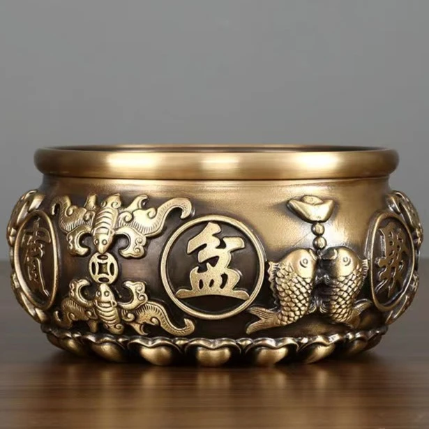 14公分内金色聚宝盆摆件（口径14 高8）