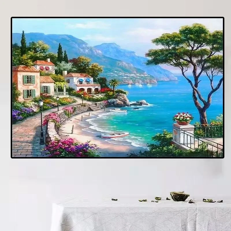 海港小镇  100*75厘米  大格四股绣54种色