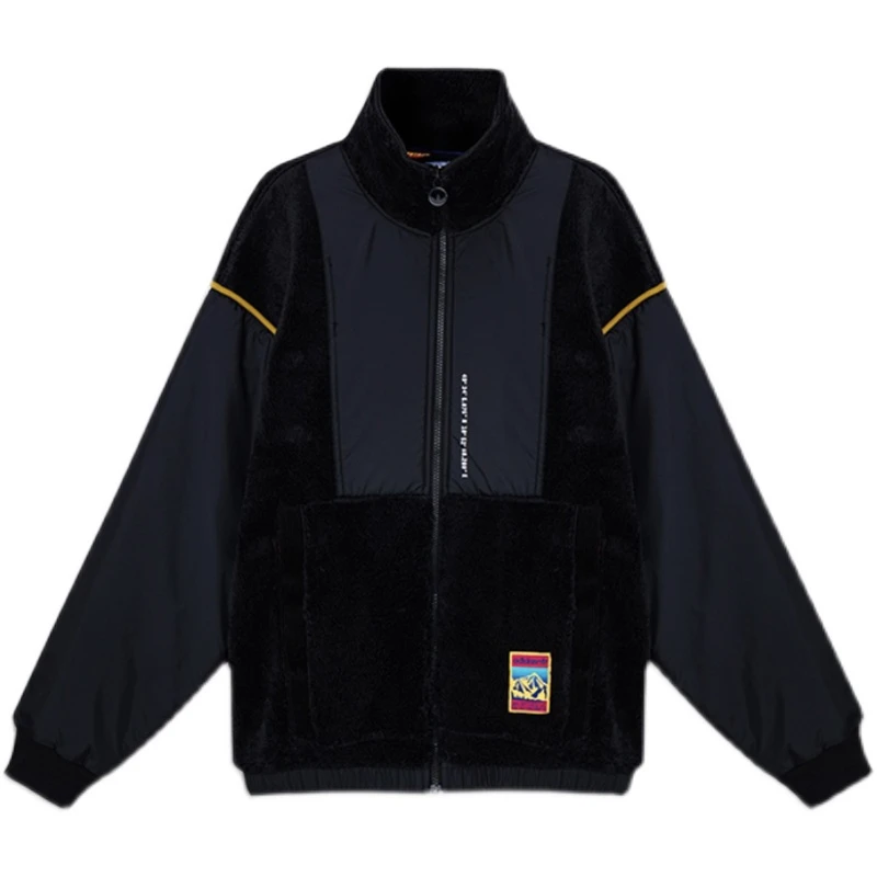Adidas 三叶草 男运动休闲保暖防风羊羔毛立领拼接夹克外套GV0926