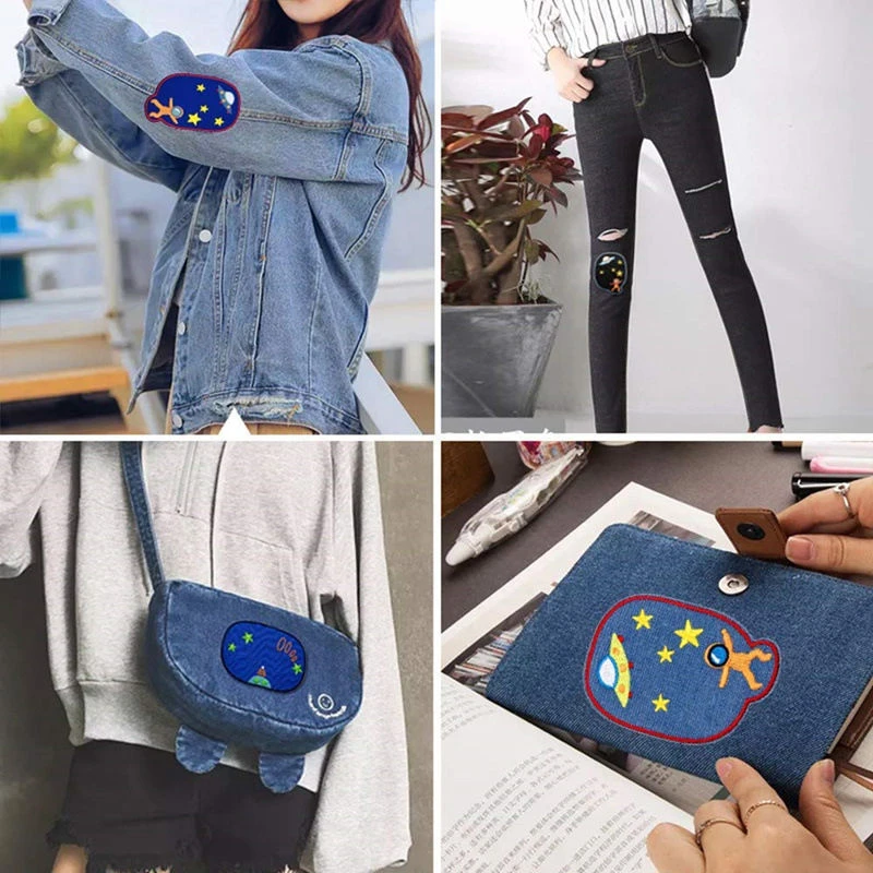 牛仔布贴补丁贴牛仔衣服裤子肘膝盖修补贴花带胶牛仔面料贴布