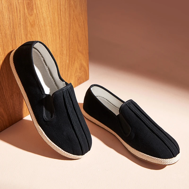 BUYUTANG/布语堂本草手工布鞋双龙款黑色舒适春秋休闲鞋防滑男鞋