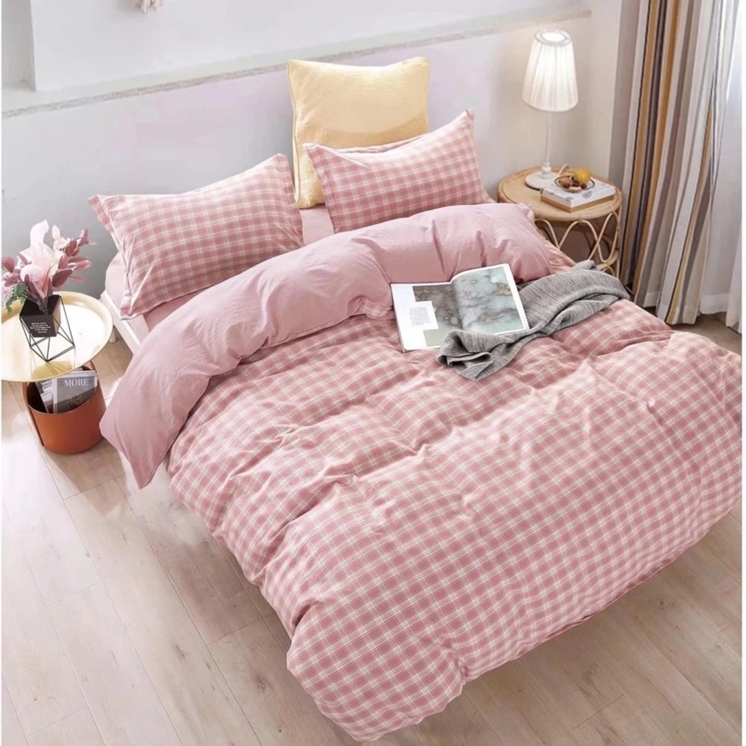 水洗棉清新格子四件套