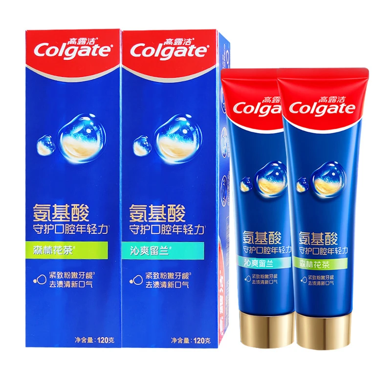 高露洁氨基酸牙膏含氟清新口气清洁牙齿花茶留兰味