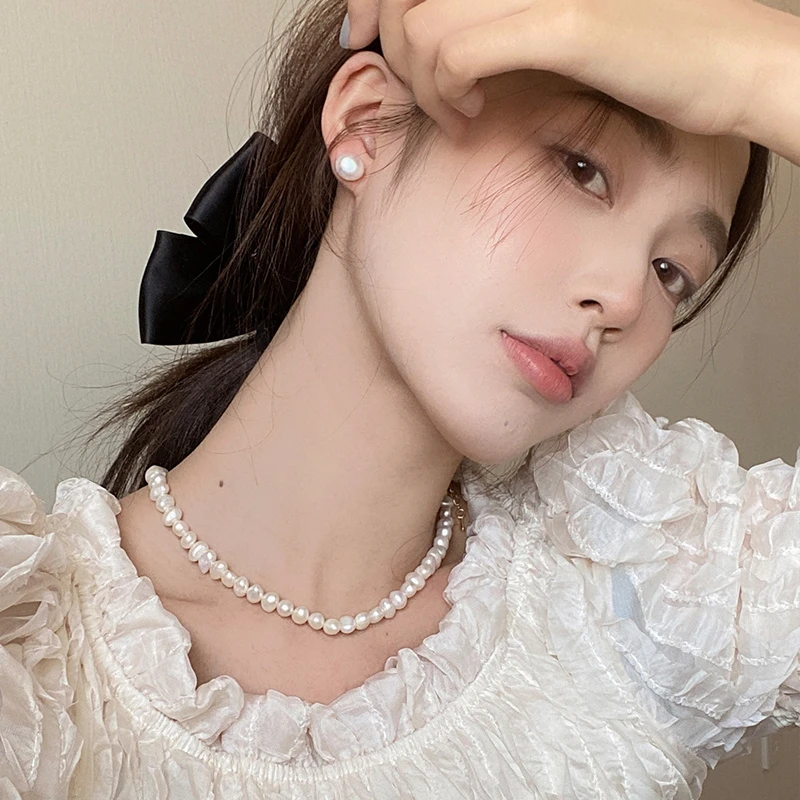 oushipei/欧诗佩 仿珍珠耳饰 巴洛克异形珍珠耳钉女百搭高级感