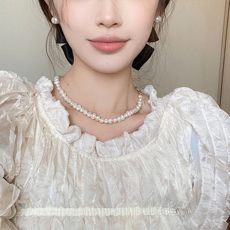 非金属仿珍珠项链 oushipei/欧诗佩气质巴洛克天然异形贝珠项链