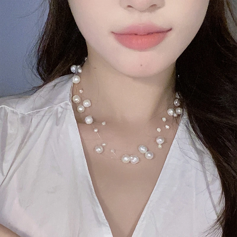 oushipei/欧诗佩 铜合金仿珍珠吊坠 天然珍珠锁骨项链隐形吊坠女