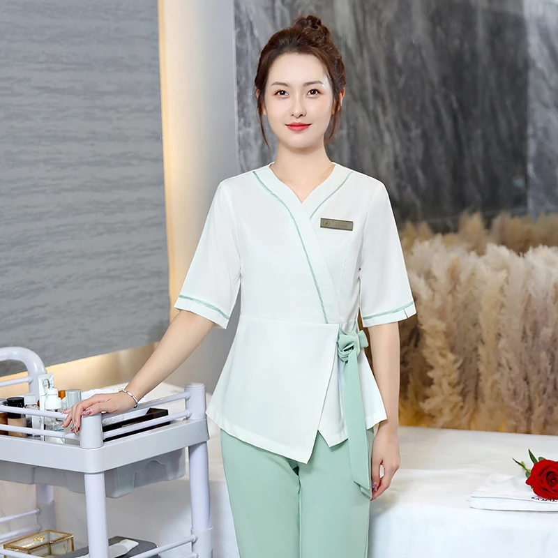 美容院工作服女美容师养生馆SPA皮肤管理月子产康足疗技师工作服