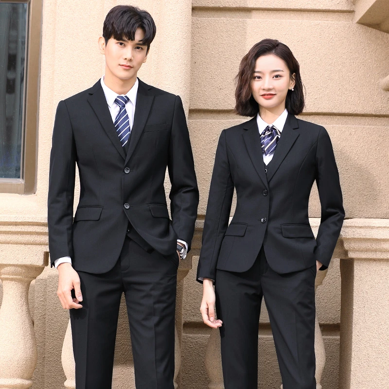 男女同款西装酒店职业套装春秋季正装4S店保险销售制服银行工作服